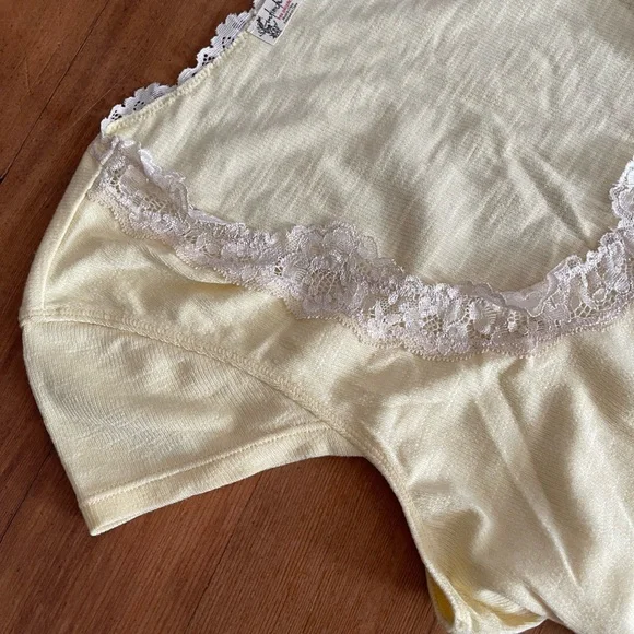 Free People Butter Yellow Lace Accent Top - Picture 3 of 6